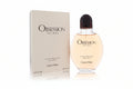 Calvin Klein Obsession for men perfume bottle and packaging on a white background